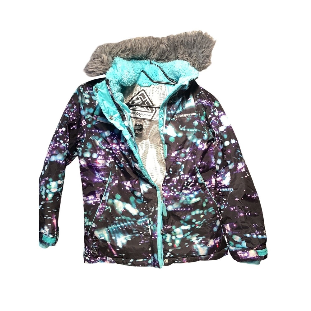 ZeroXposur Girls‎ Ski Jacket Winter Coat Faux Fur Hooded Purple Blue